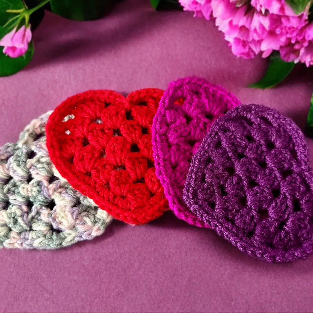 Handmade Crochet Heart Coaster Set