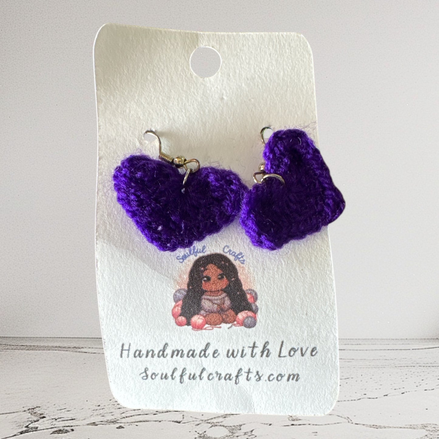 Crocheted Heart Earrings