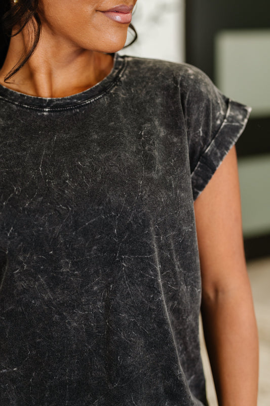 Top That Mineral Wash Tee in Ash Black