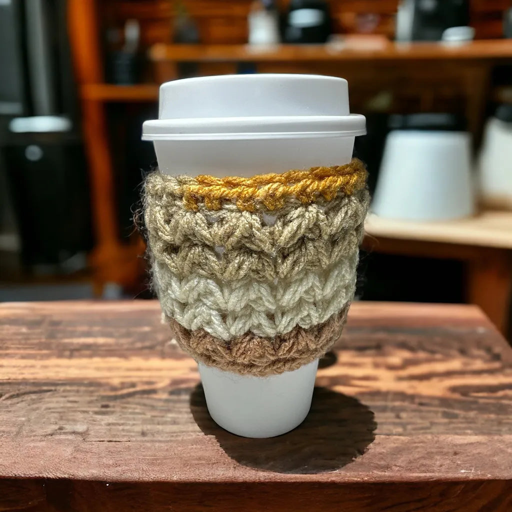Handmade Crochet Cup Cozy in Earthy Tones