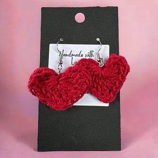Crocheted Heart Earrings