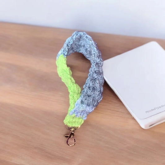 Handcrafted Crochet Wrist Strap - Grey & Green