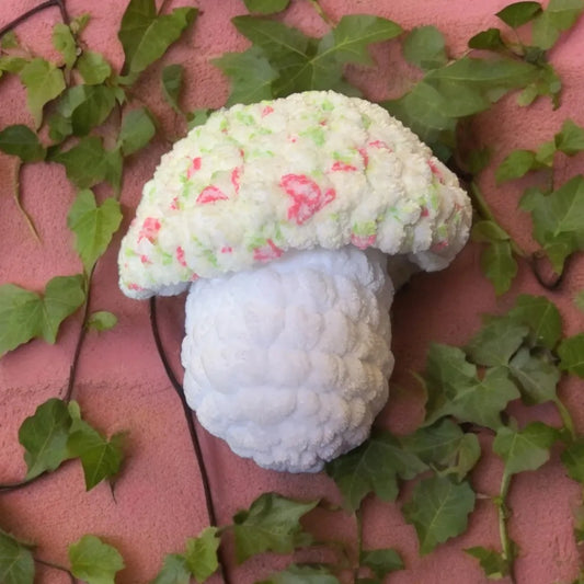 Handmade Plush Mushroom - White, Pink & Green