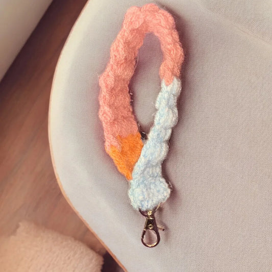 Charming Crochet Wrist Strap in Pastel Hues