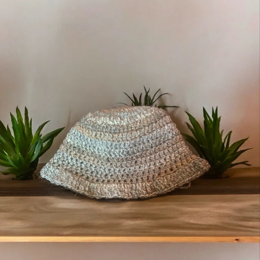 Handcrafted Gray Crochet Bucket Hat