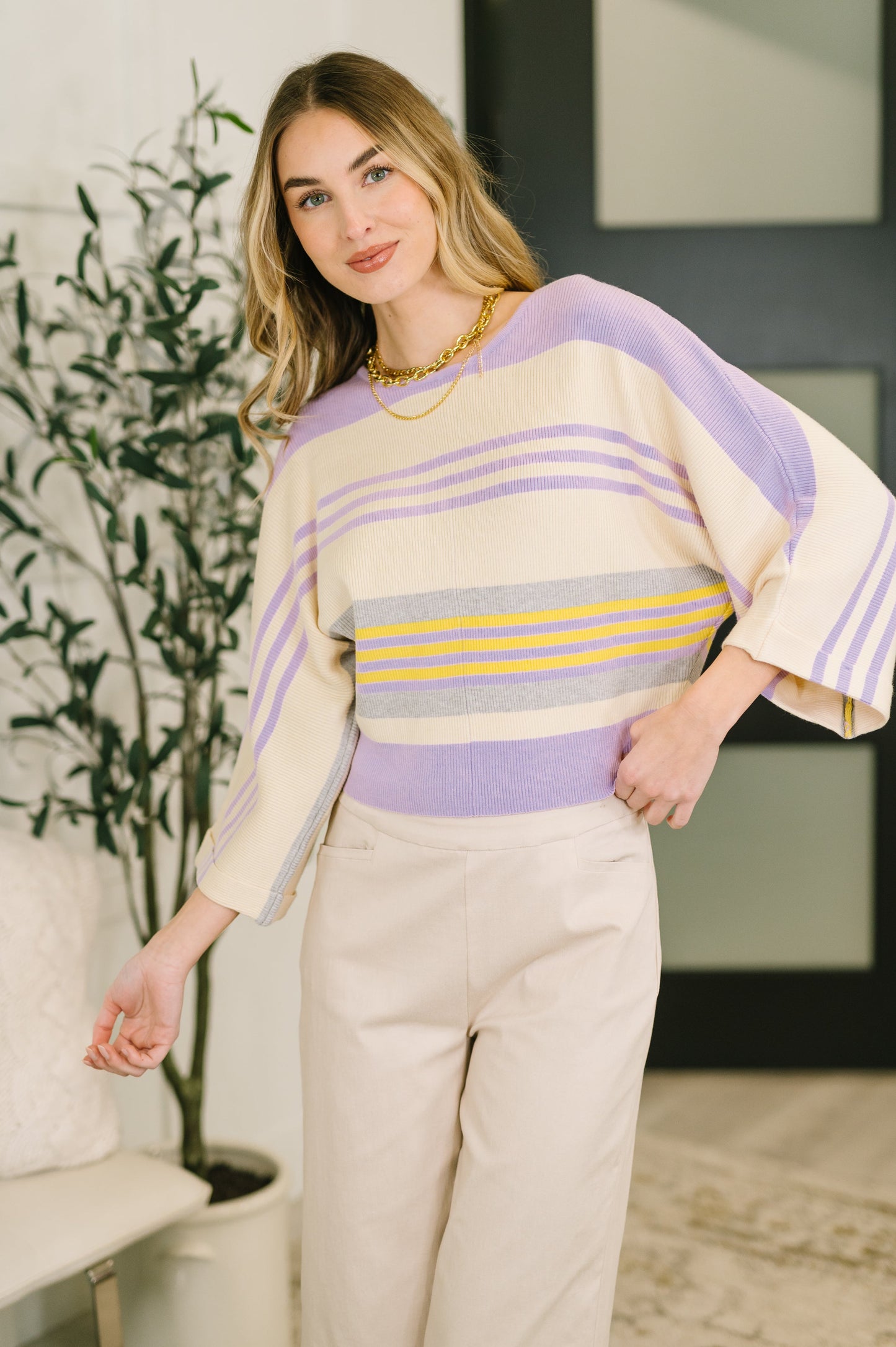 Barely Justified Striped Dolman Sleeve Top