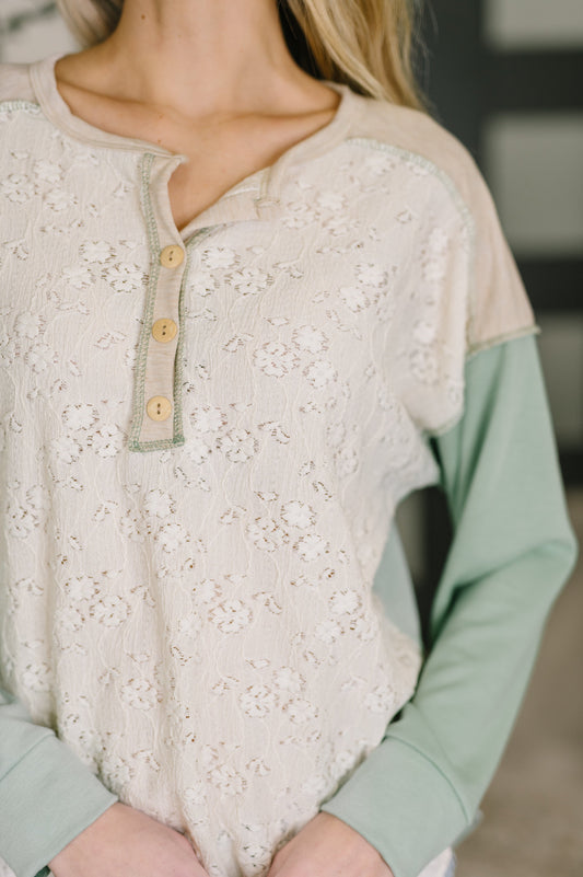 Because I Can Drop Shoulder Henley Top