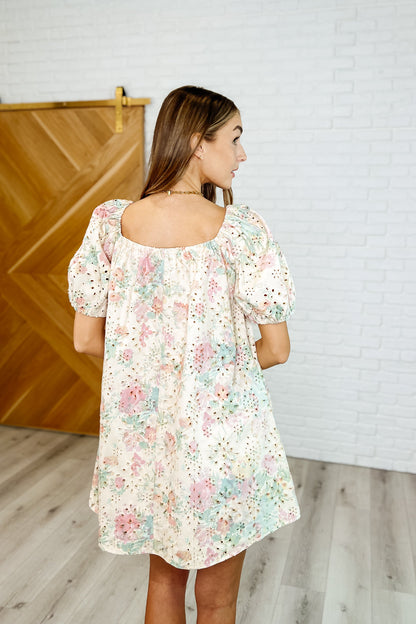 Bow Peep Eyelet Knit Dress in Pink and Green