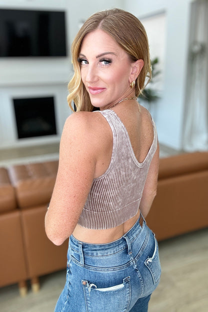 When and Where Reversible Ribbed Cropped Tank in Mocha