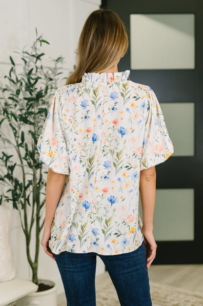 In All This Time Notch Neck Floral Blouse