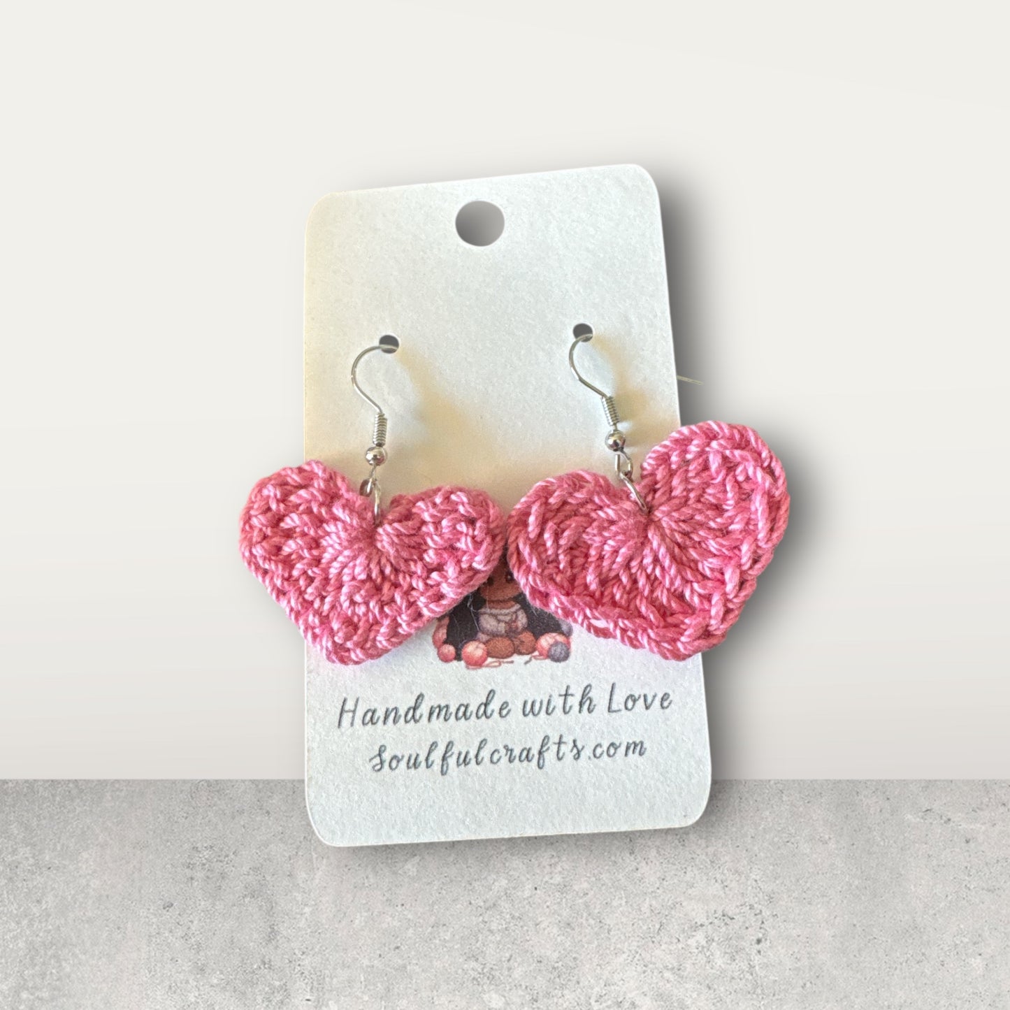 Crocheted Heart Earrings