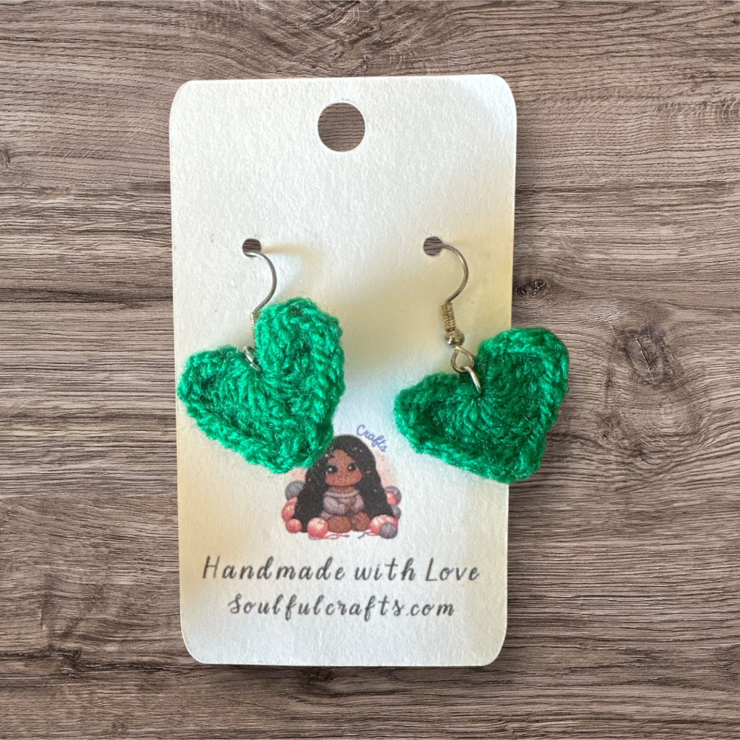 Crocheted Heart Earrings