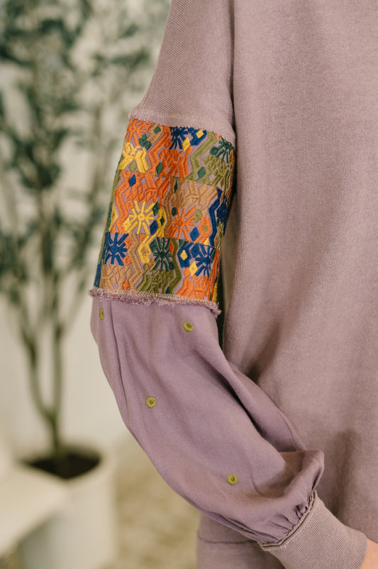Subtle Breeze Floral Patchwork Pullover