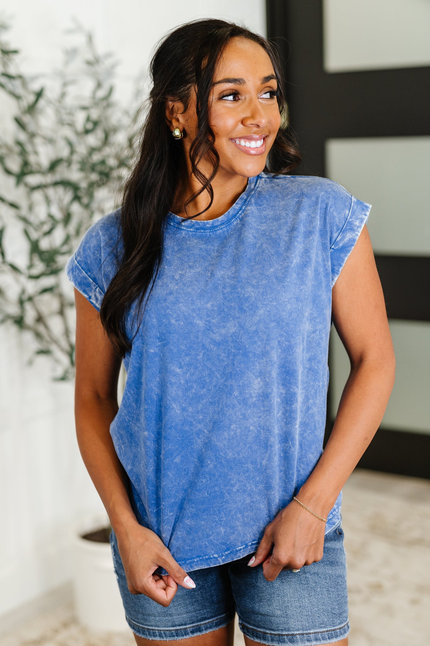 Top That Mineral Wash Tee in Classic Blue