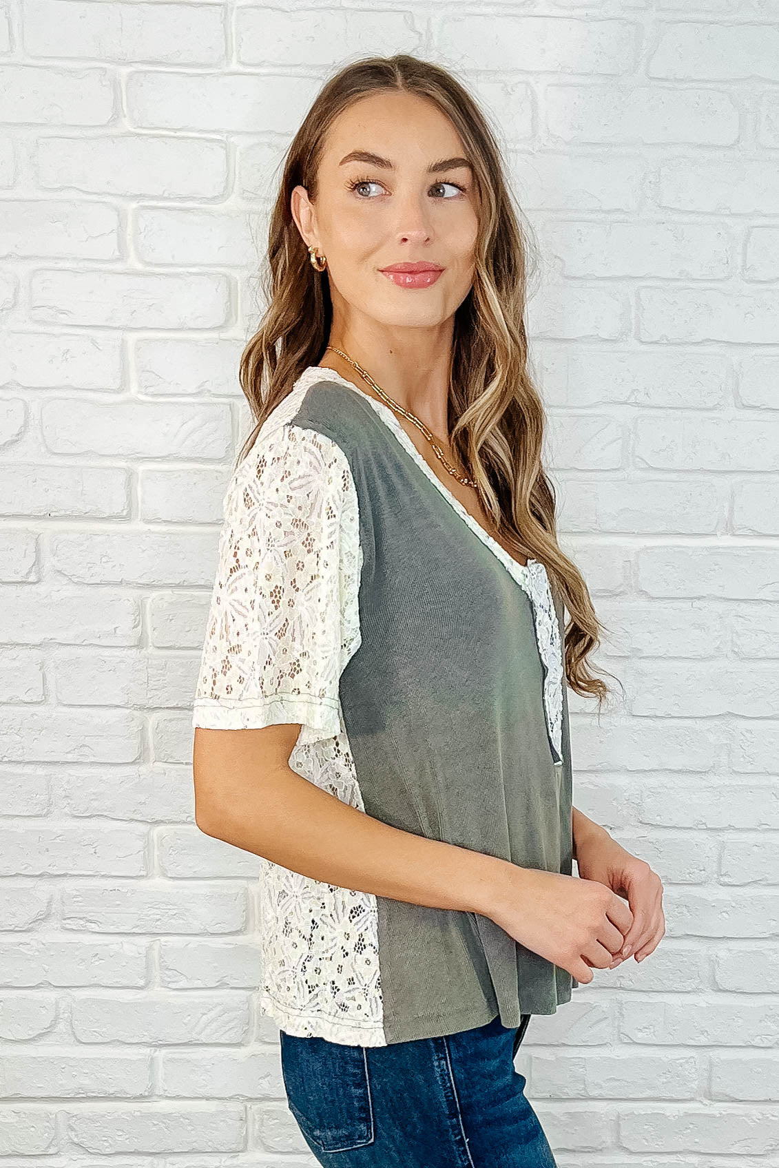 Where'd You Get That V-Neck Top in Asparagus Green