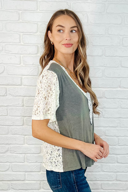 Where'd You Get That V-Neck Top in Asparagus Green