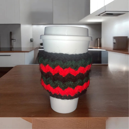 Handmade Chevron Cup Cozy in Red and Green