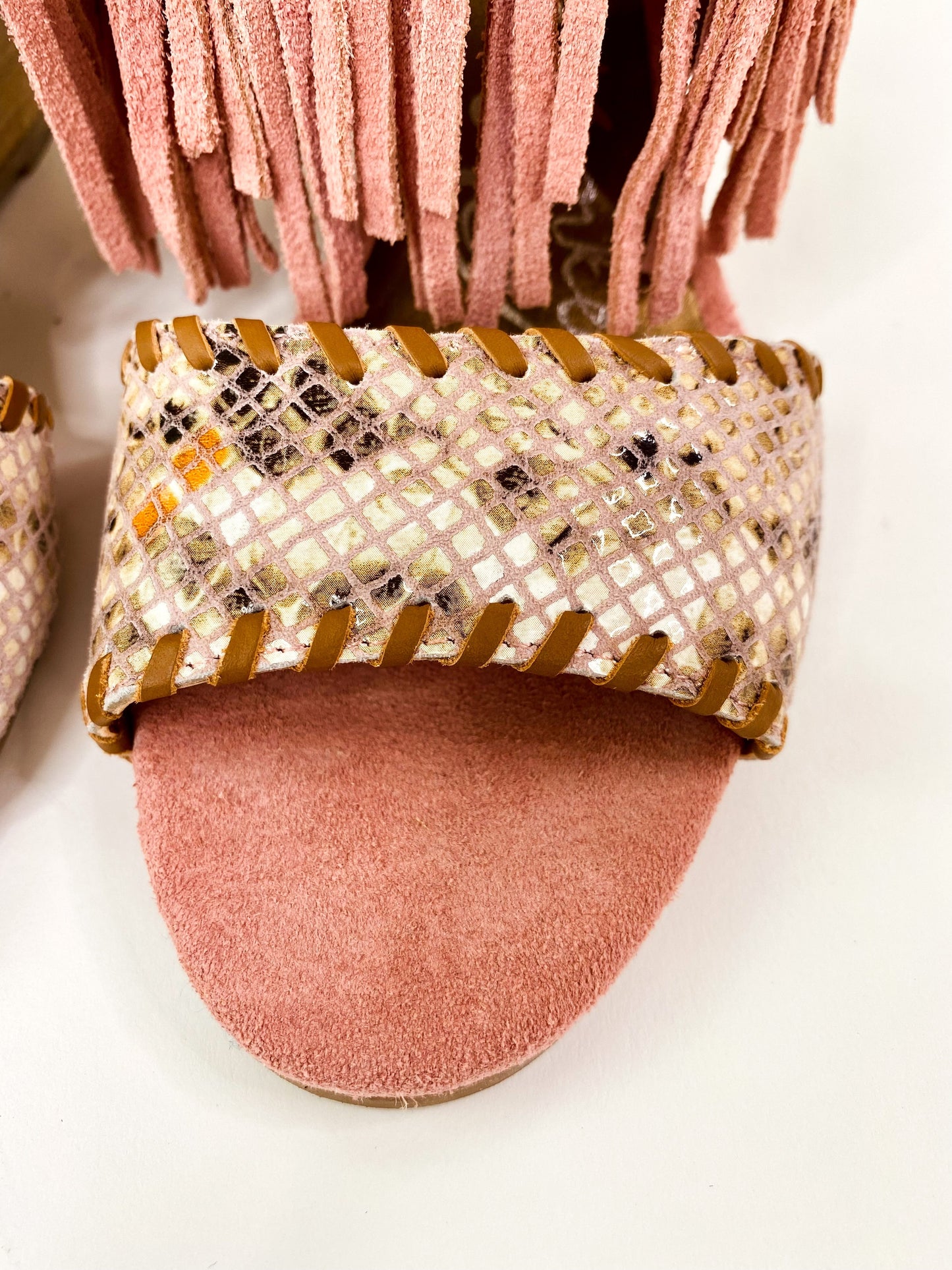 True Fringe Wedge in Blush